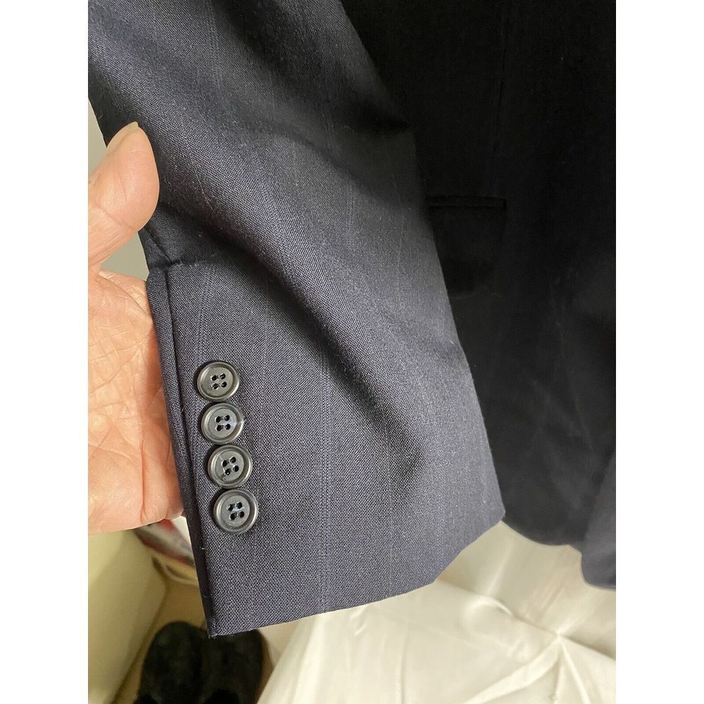 Vintage Cricketeer 2 Piece Suit Black Striped 46R Pants 37x29 Wool USA - Picture 4 of 16